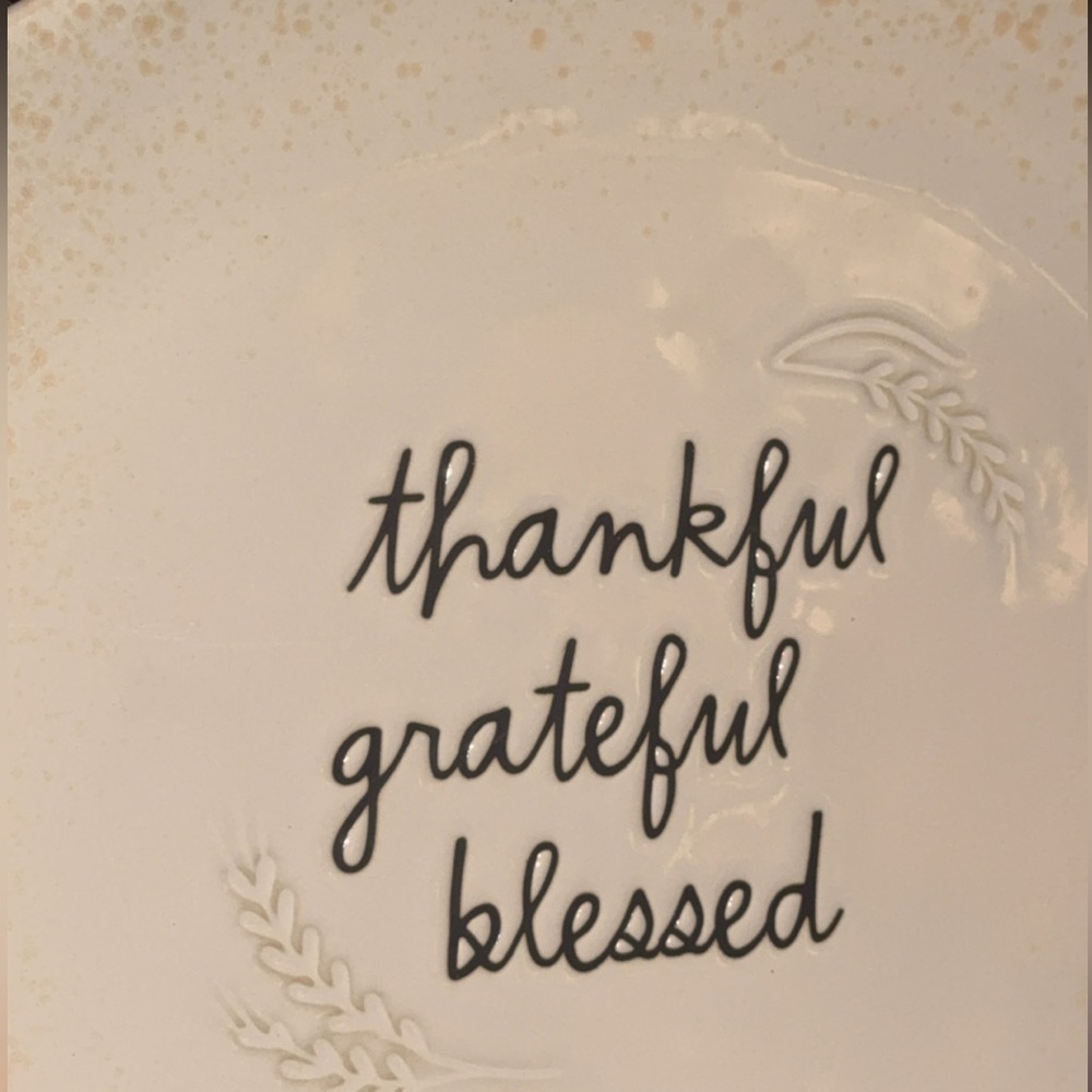 NWT Rae Dunn Cream Ceramic Thanksgiving/Fall Platter Thankful/Grateful/Blessed - Picture 3 of 7